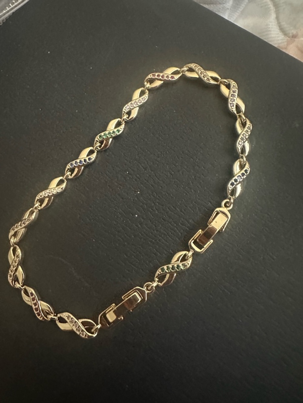 Gold-Tone Multi-Stone Link Bracelet - Elegant Women's Jewelry
